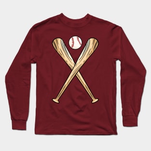 Two Crossed Baseball Bats and Ball Long Sleeve T-Shirt